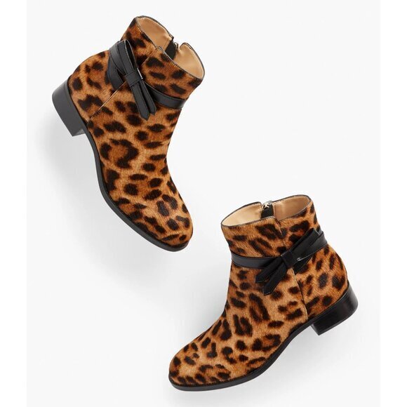 Talbots Leopard Calf Hair Ankle Booties - Size 7 - Picture 1 of 7